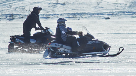 Helicopter and snowmobile tour